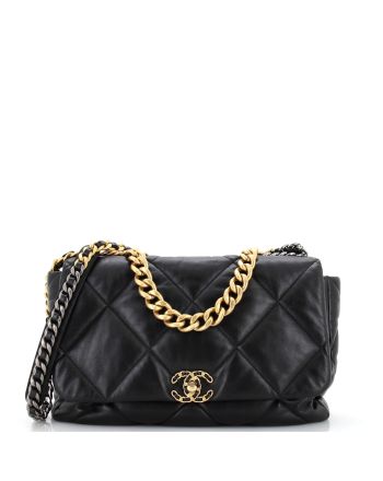 19 Flap Bag Quilted Leather Maxi